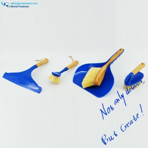 Akbrand husholdningsbambushåndtag rengøringsbørster sæt 4in1 i dybblå farve