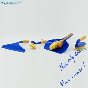 Akbrand husholdningsbambushåndtag rengøringsbørster sæt 4in1 i dybblå farve