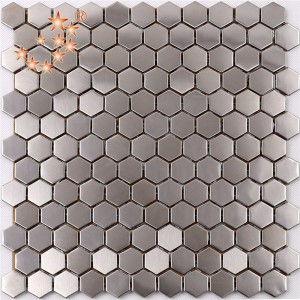 SA16 Premium Hexagon Hexagon Rustfrit stål Metal Mosaik Køkken Splash Bagerste Flise