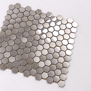 SA16 Premium Hexagon Hexagon Rustfrit stål Metal Mosaik Køkken Splash Bagerste Flise