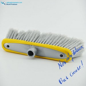 Akbrand Round Rim Plastic Broom Head med tykke bløde TPR Bordure-dobbelthul i børstebordet