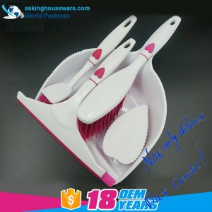 Akbrand med hjerteform dekoration støvpanelbørste kvast vindue skraber skålbørste skurebørste 4in1 rengøringsværktøj sæt