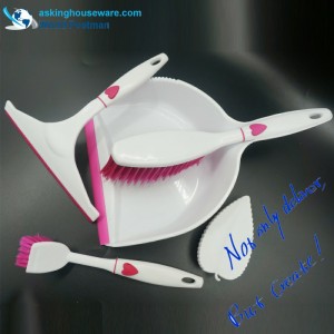 Akbrand med hjerteform dekoration støvpanelbørste kvast vindue skraber skålbørste skurebørste 4in1 rengøringsværktøj sæt