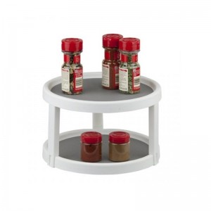 Ikke-glidende 2-trins pantryskab Lazy Susan Drejebord, 12-tommer, hvid / grå
