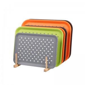 Rektangel, ikke-glidende gummigreb, serveringsbakke, hvid