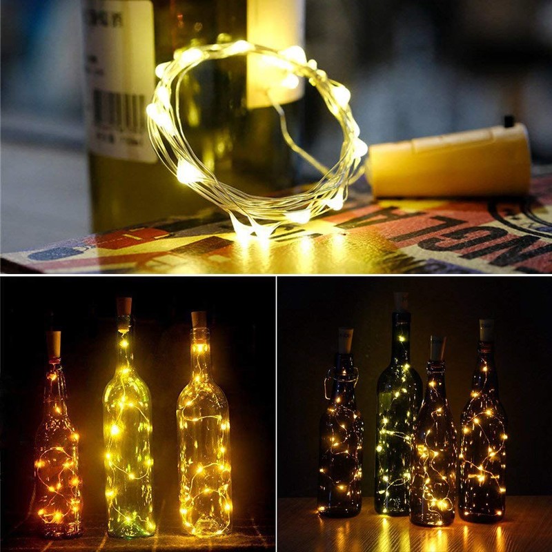 Varmt salg korklamper til vinflaske, vinflaskelys 6.5ft 20 LED vin kork strengelys til glasmåler messe