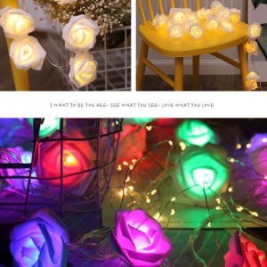 10 / 20LEDs Batteridrevet LED Rose Blomster Stringlamper Jul fe Lys Valentine Wedding Holiday Party Dekoration