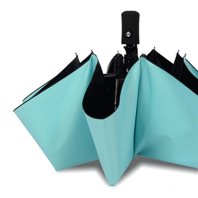 Sort coated rejseparaplystørrelse Auto lukkes og lukkes automatisk uden for 3 foldbar paraply