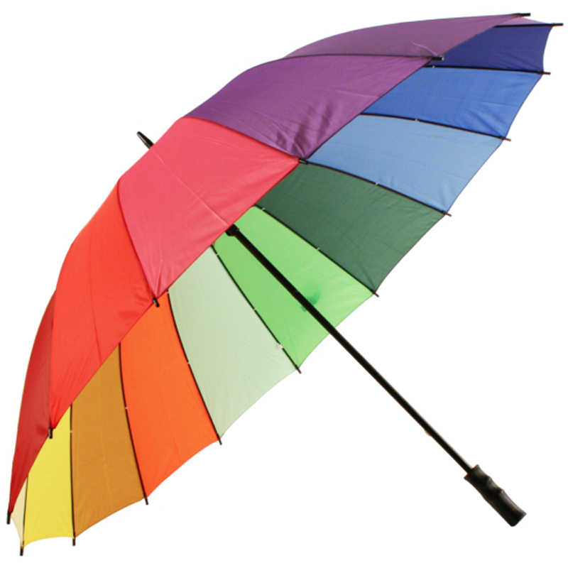 Farverigt tilpasset logo regnbue vandtæt golfparaply til forfremmelse