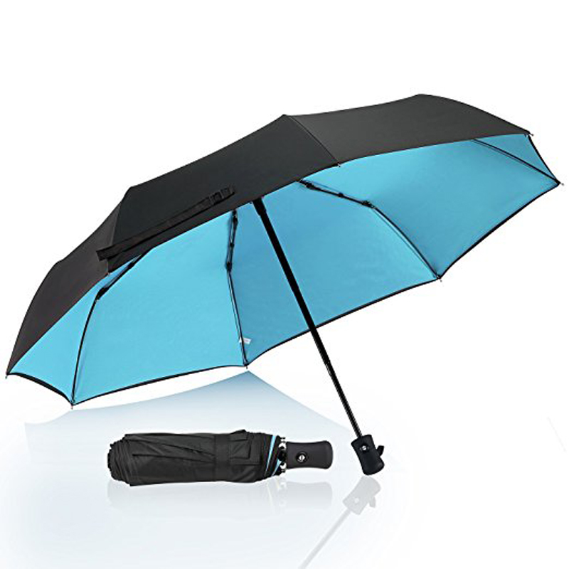 Sort belægning anti UV-paraply 3 Klap automatisk paraply