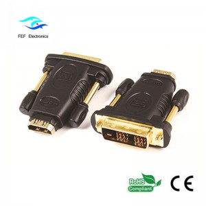 DVI (24 + 1) han til HDMI hunadapter guld / nikkel Kode: FEF-HD-005