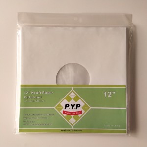 33 RPM White Kraft Paper Record Indvendige ærmer polylineret med hul til 12 Vinyl Record