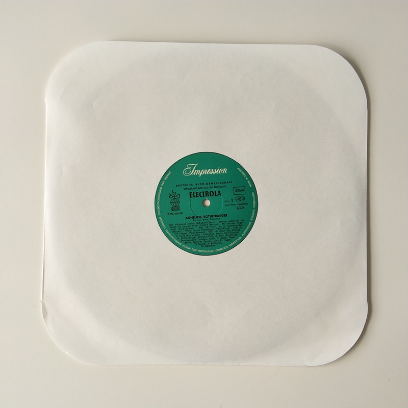 12 White Paper LP Record Sleeve 33 omdrejninger pr. Minut Rund hjørner med hul