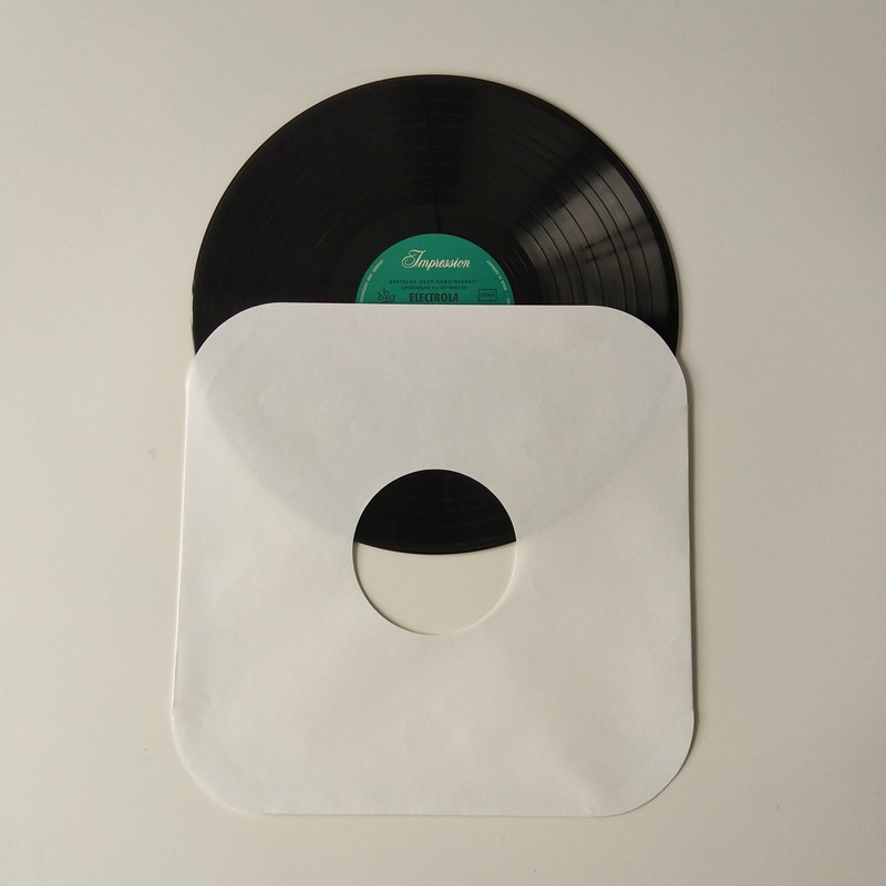 12 White Paper LP Record Sleeve 33 omdrejninger pr. Minut Rund hjørner med hul