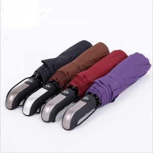 Brugerdefineret udskrivning comapny gaver 3 fold AOAC paraply glasfiber stel vindfast