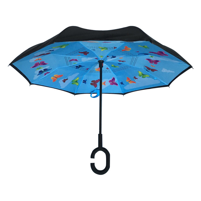 19 tommer børneparaply med mønsterudskrivning omvendt lige paraply
