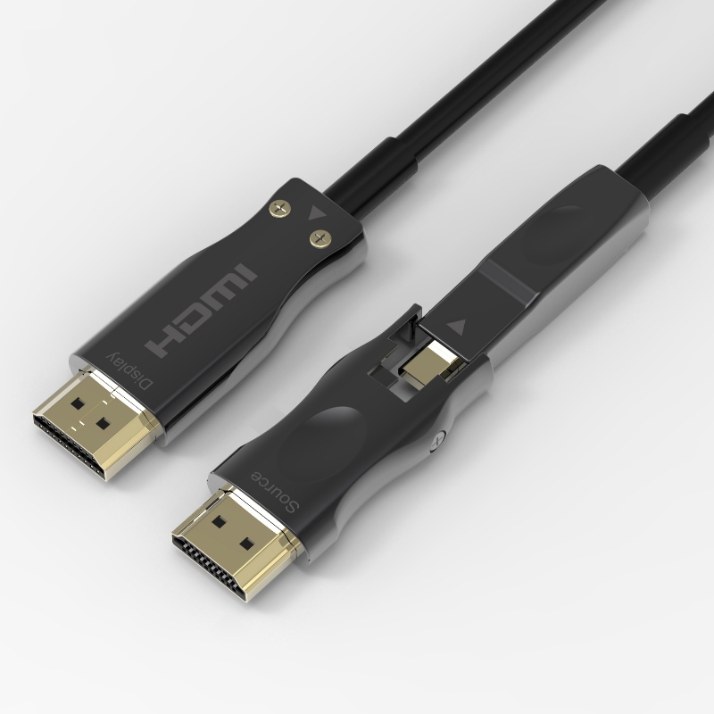 Aftagelig fiberoptisk HDMI-kabel understøtter 4K 60Hz 18 Gbps høj hastighed, med dobbelt Micro HDMI og standard HDMI-stik