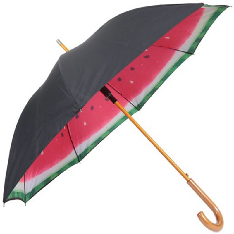 Træskaft og træhåndtag dobbelt stof tilpasset print paraply
