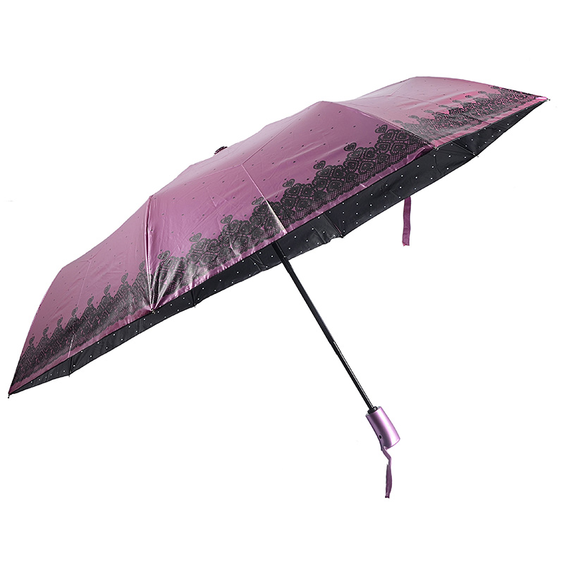 Pink uv-farvemateriale med udskrivning af 3 fold paraply fuld åben funktion