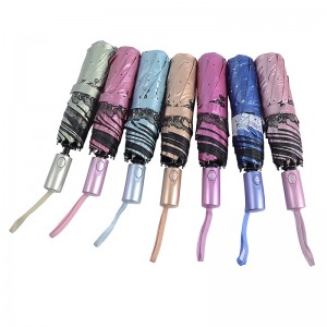 Farvegrøn UV-coating-paraply med fuld auto åben funktion paraply 3 gange