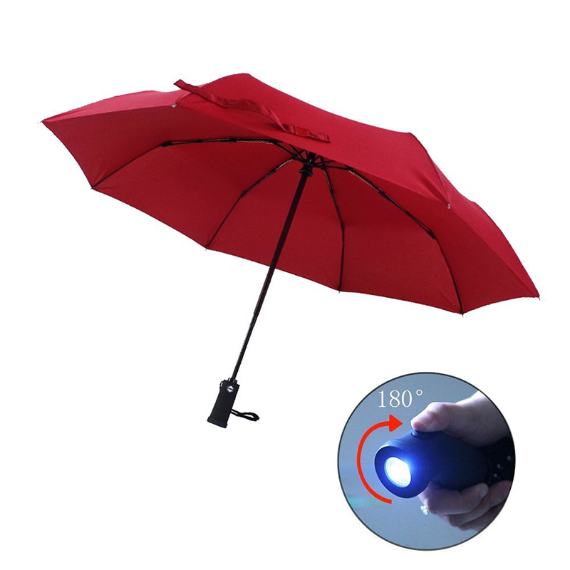 Brænderhåndtag Paraply 3 fold auto åben og automatisk lukke funktion regn paraply