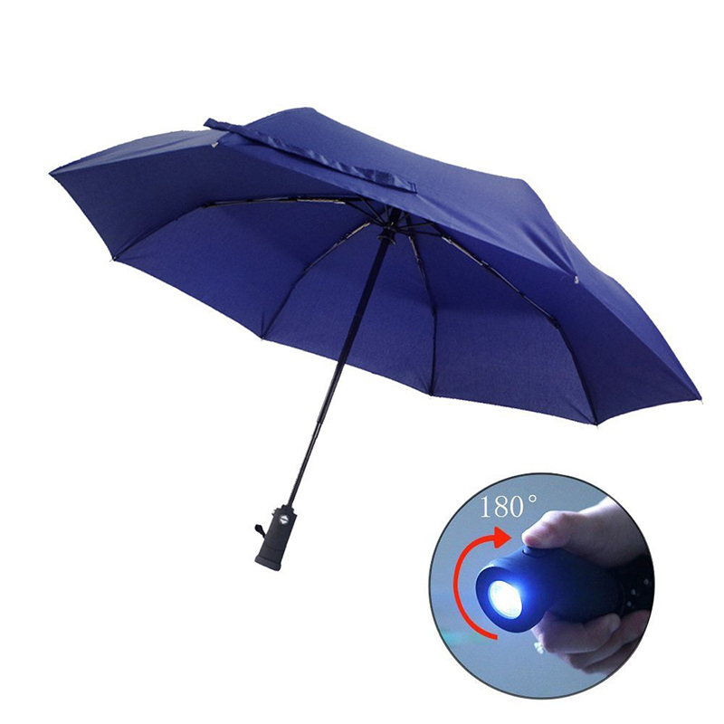 2019 Regnfuld stærk vandtæt engros 3-fold paraply med led fakkel