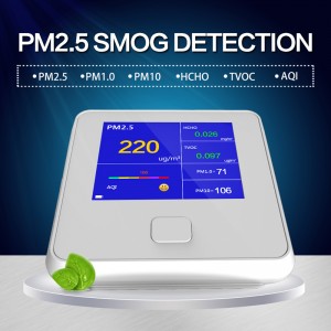 Luftkvalitetsmonitor Indendørs udendørs Digital PM2.5 Gasanalysator TVOC HCHO AQI PM10 Tester Luftanalysatorer med genopladeligt batteri