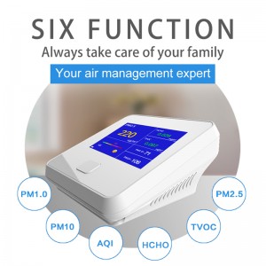 Luftkvalitetsmonitor Indendørs udendørs Digital PM2.5 Gasanalysator TVOC HCHO AQI PM10 Tester Luftanalysatorer med genopladeligt batteri