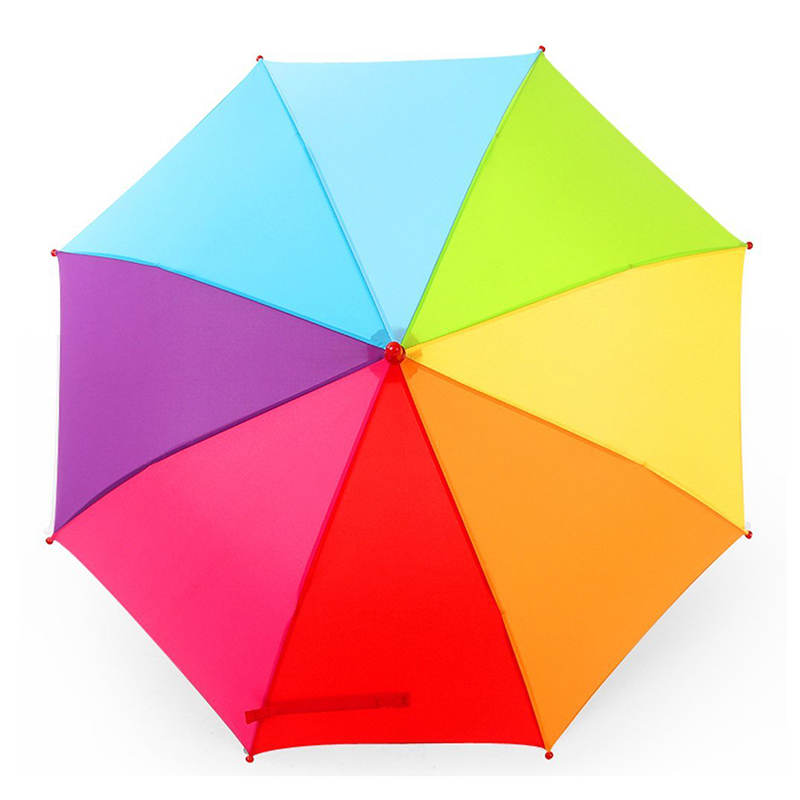 børn lige paraply auto åben funktion regnbue stof farverigt