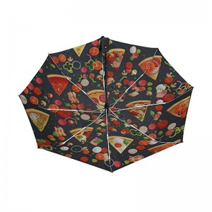 Pizza sjove udskrivning Salgsfremmende gaver vare brugerdefineret logo print 3 fold auto åben og auto lukket paraply