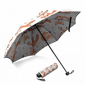 Pongee-stof metalramme, der markedsfører 3-fold parasolprodukter