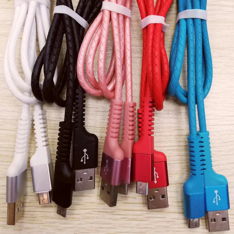 Hurtigopladning Rundt TPE USB-kabel til mikro USB, Type C, iPhone lynopladning og synkronisering