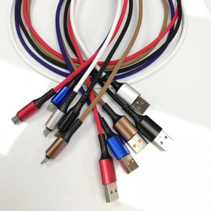 Hurtigopladning Rundflettet Micro til USB 2.0 datakabel til micro USB, Type C, iPhone lynopladning og synkronisering