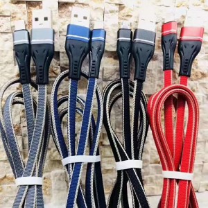 Flettet hurtigopladning fladt aluminiumshus Flexbøjning Tanglefrit USB-datakabel til mikro USB, Type C, iPhone lynopladning og synk