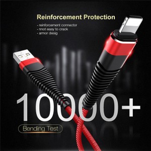 Flettet hurtigopladning Rundt aluminiumshus Flexbøjning Tanglefrit USB-datakabel til mikro USB, Type C, iPhone lynafladning og synk
