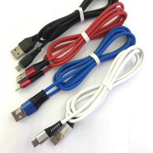 TPE Hurtigopladning Rundt aluminiumshus Flexbøjning USB-datakabel til mikro USB, Type C, iPhone lynafladning og synk