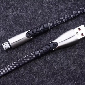 2 meter 1.8A flettet hurtigopladning fladt zinklegeringshus Tangle Free Flex-bøjning USB-datakabel til mikro USB, Type C, iPhone lynafladning og synk