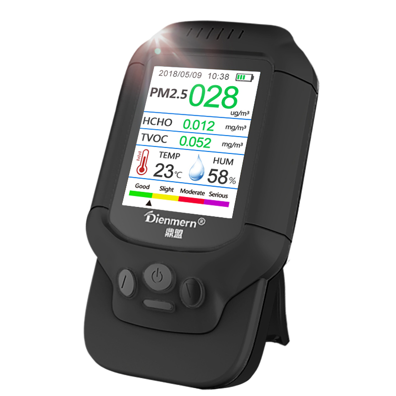 Bærbar gasdetektor PM2.5 PM1.0 PM10 HCHO TVOC AQI luftdetektor med temperatur og fugtighed