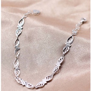 S990 sølv armbånd lys luksus mode lille frisk blad armbånd