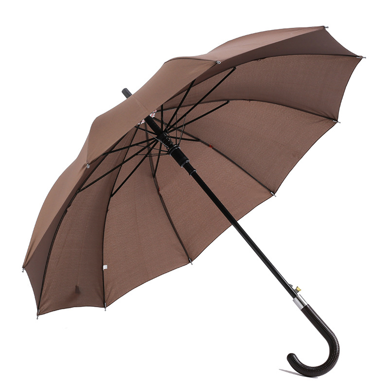 Udendørs tilpasset logo 190T pongeee stof metalramme J-form håndtag auto åben almindelig lige paraply