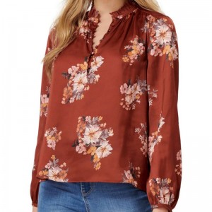 Ny blomstermotiver bluse med langærmet damer