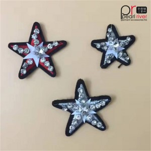 Tilpasset og lagerstjerne design harpiks perle broderet patch 2019 engros