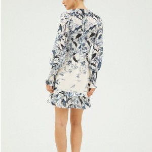 2022 Vanilla Langærmet Mini Print Kjole til Lady