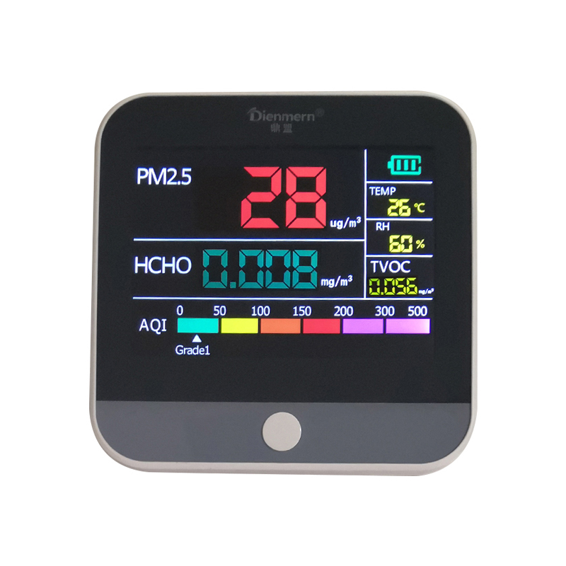 LCD-sensor PM2.5 detektor Bærbar HCHO luftkvalitetsmonitor TVOC Tester Hold belysning Lithiumbatteri opladbar bildetektor