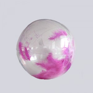 Oppustelig gennemsigtig glitter / fjer Beach Ball