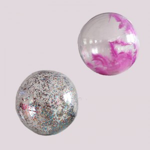 Oppustelig gennemsigtig glitter / fjer Beach Ball