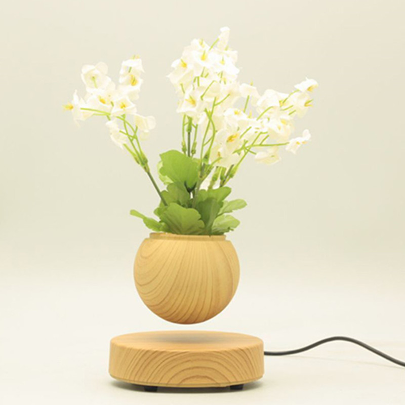 træ rund base magnetisk levitating flydende luft bonsai dam pot blomsterpot