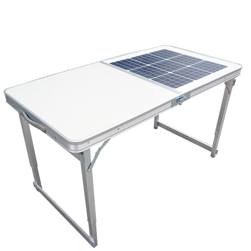 Bærbart sammenklappet solbord til opladning til udendørs campingkøkken Sammenfoldeligt arbejdsbord