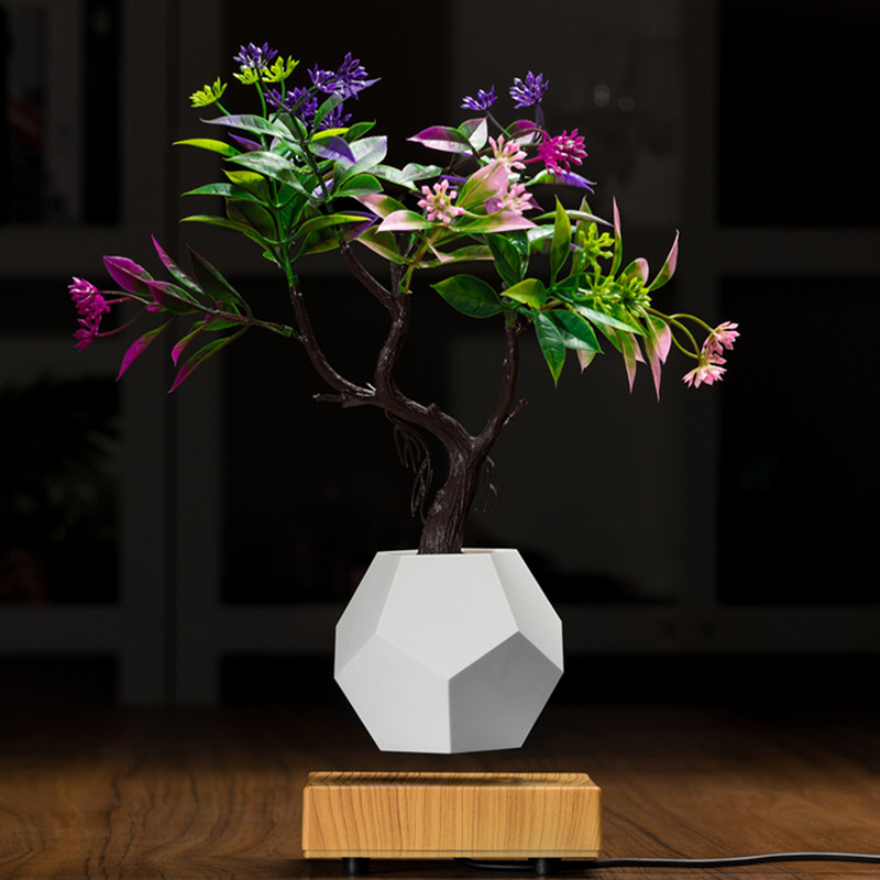 ny træbase magnetisk levitation bund flyte luft bonsai pot planter