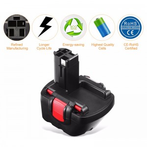 Ni-Mh 14.4V 2000mAh genopladeligt batteri af god kvalitet til Bosch BAT038